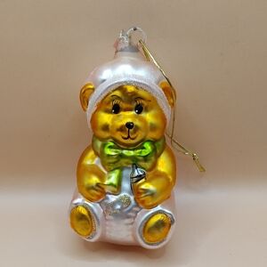 Vintage Dept 56 5”Baby Bear Mercury Blown Glass Christmas Ornament